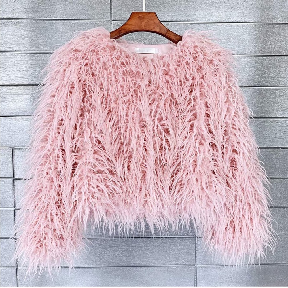 Pink shaggy coat